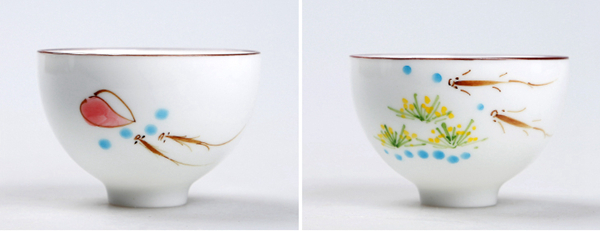 Set de tazas de té oriental pintadas a mano 03
