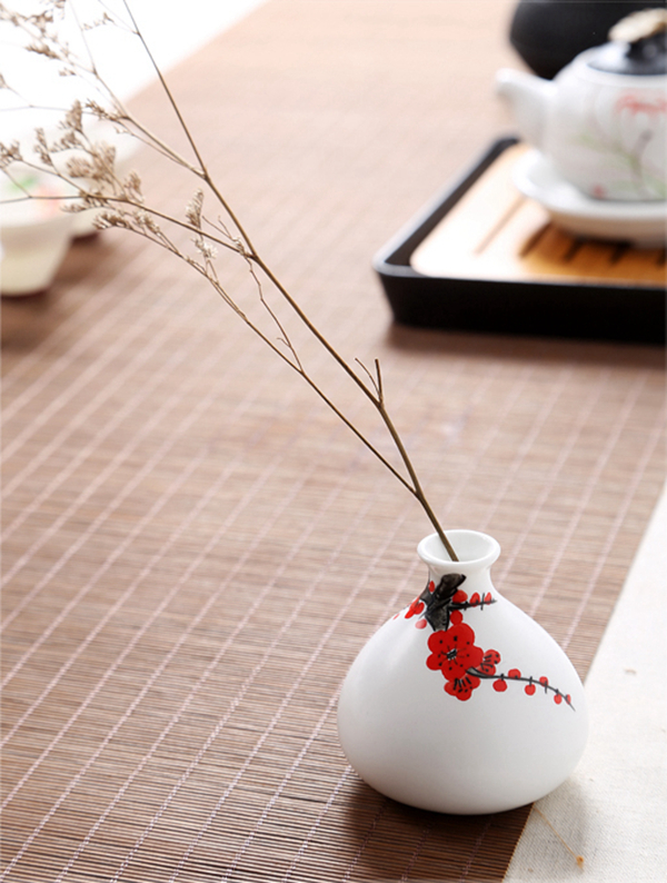 Mini floreros de cerámica oriental pintados a mano 14